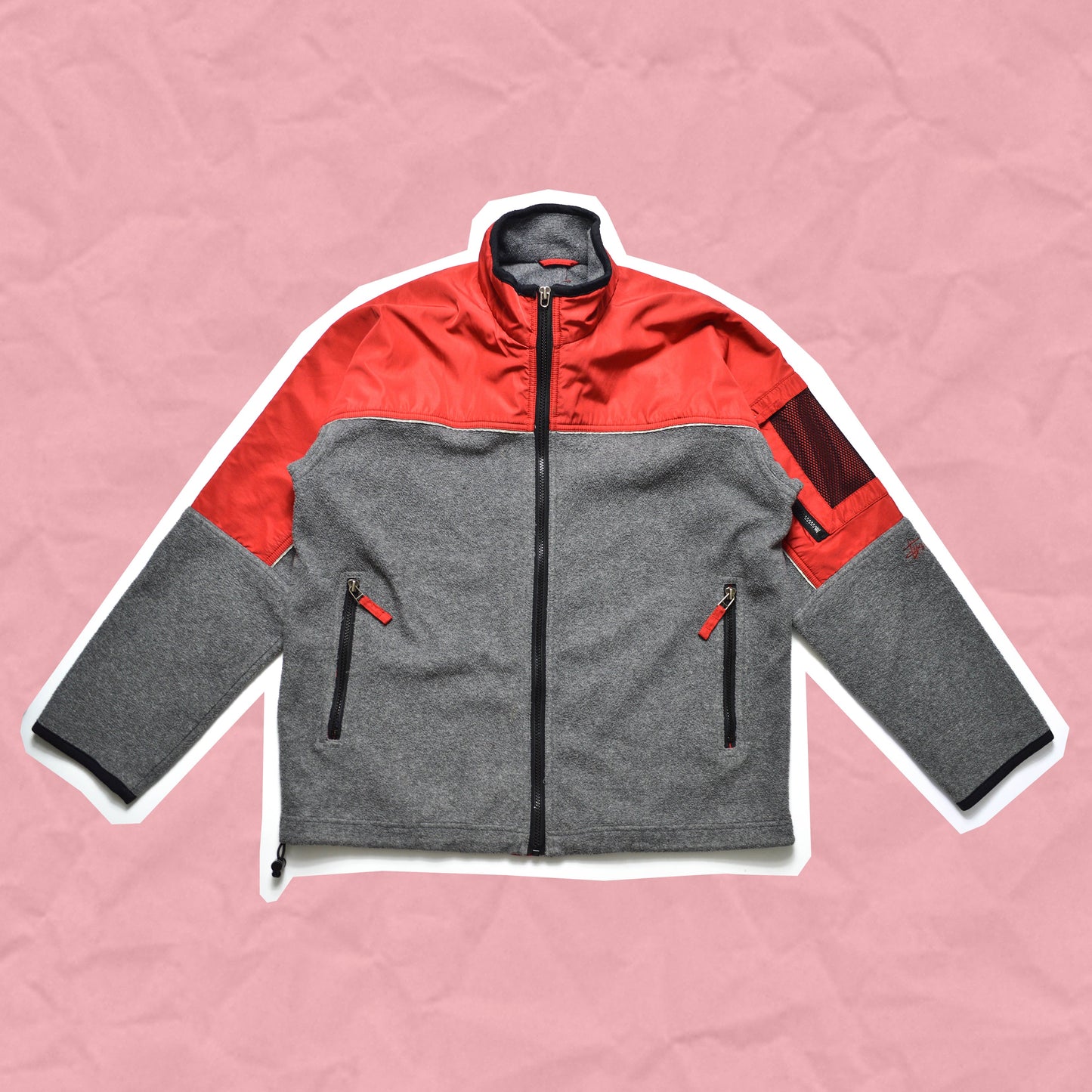 Stussy 1999 Red and Grey Panelled Fleece (~M~)