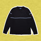 Stussy 90's Black Line Knit with Embroidered Sleeve Logo (M)
