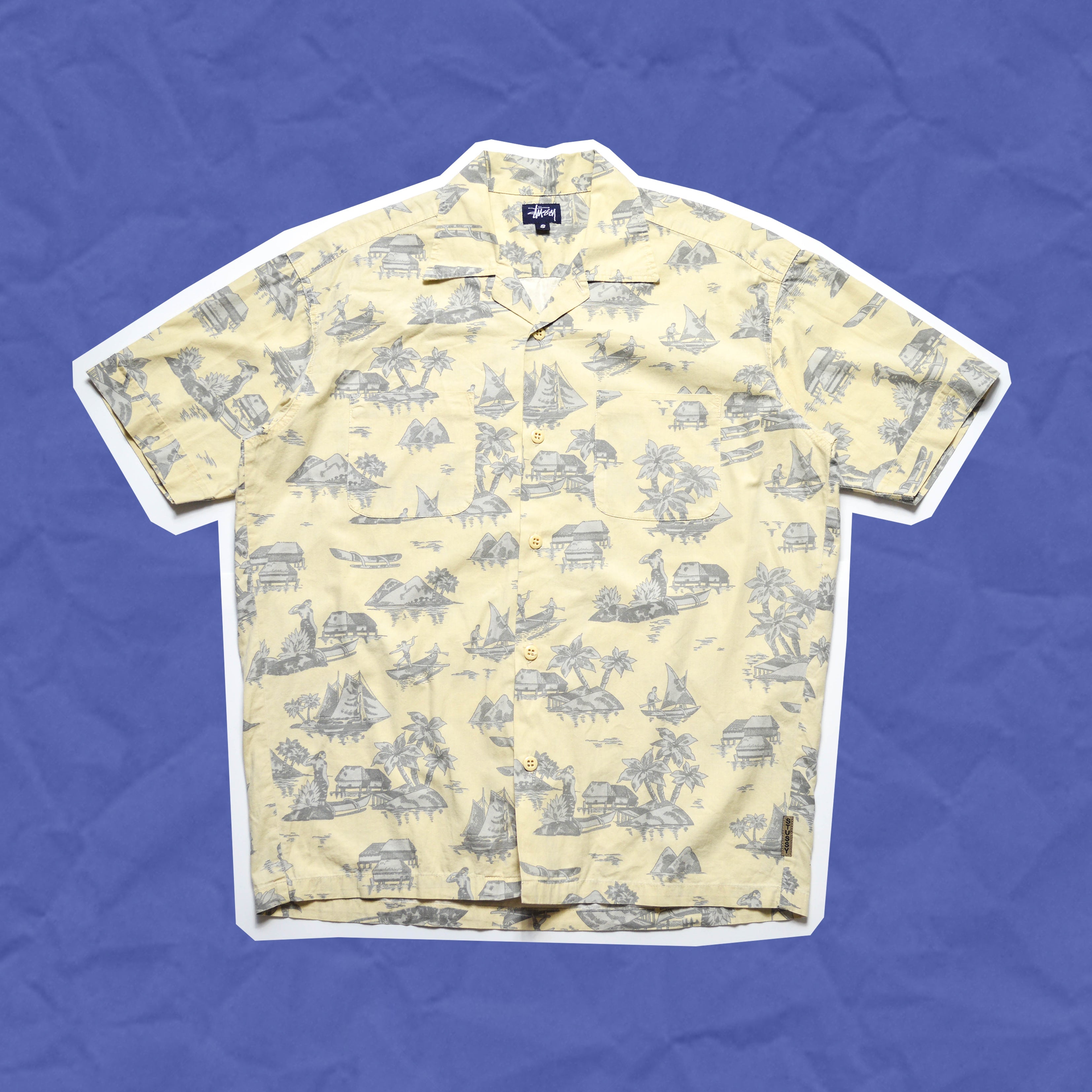 Stussy 90s Hawaian Shirt in a Lovely Muted Yellow – shop.allenreji