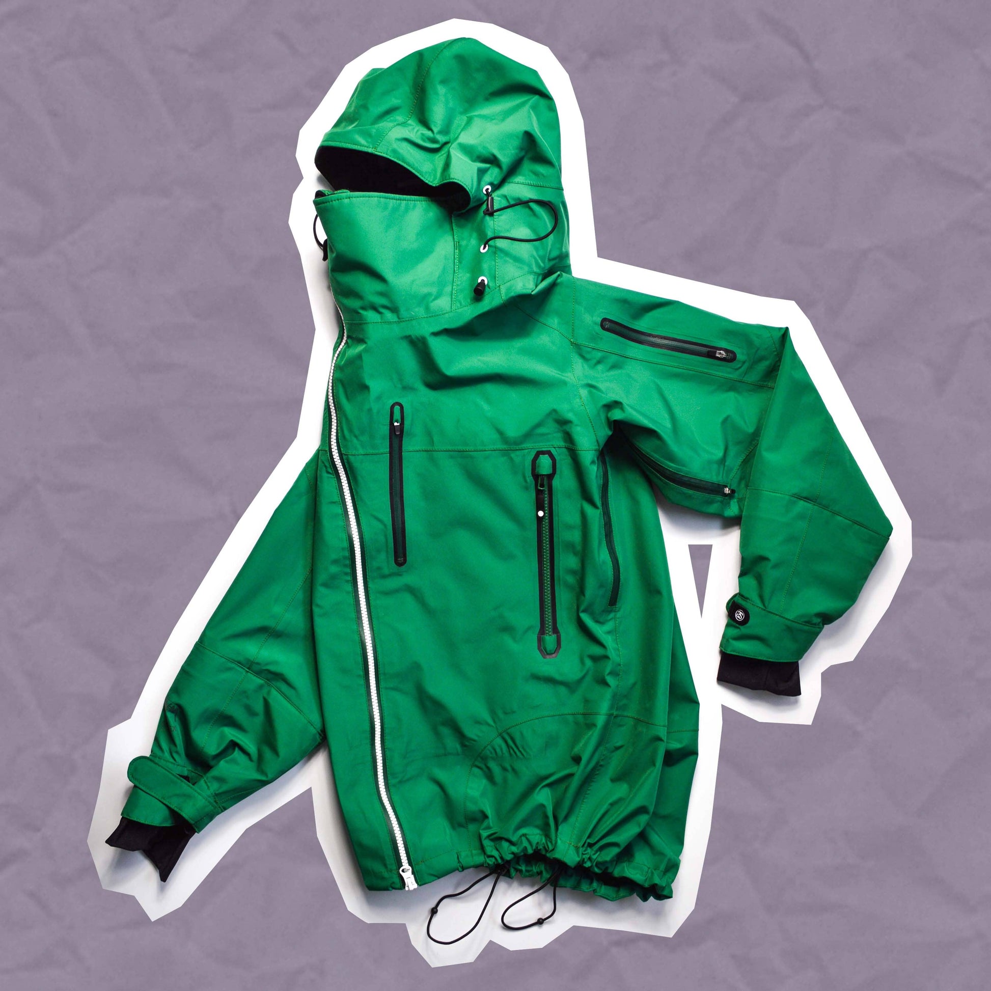 Stussy AFDICEGEAR A/W11 Green Asymmetrical Curved Zip Gore-tex Jacket (L & XL)