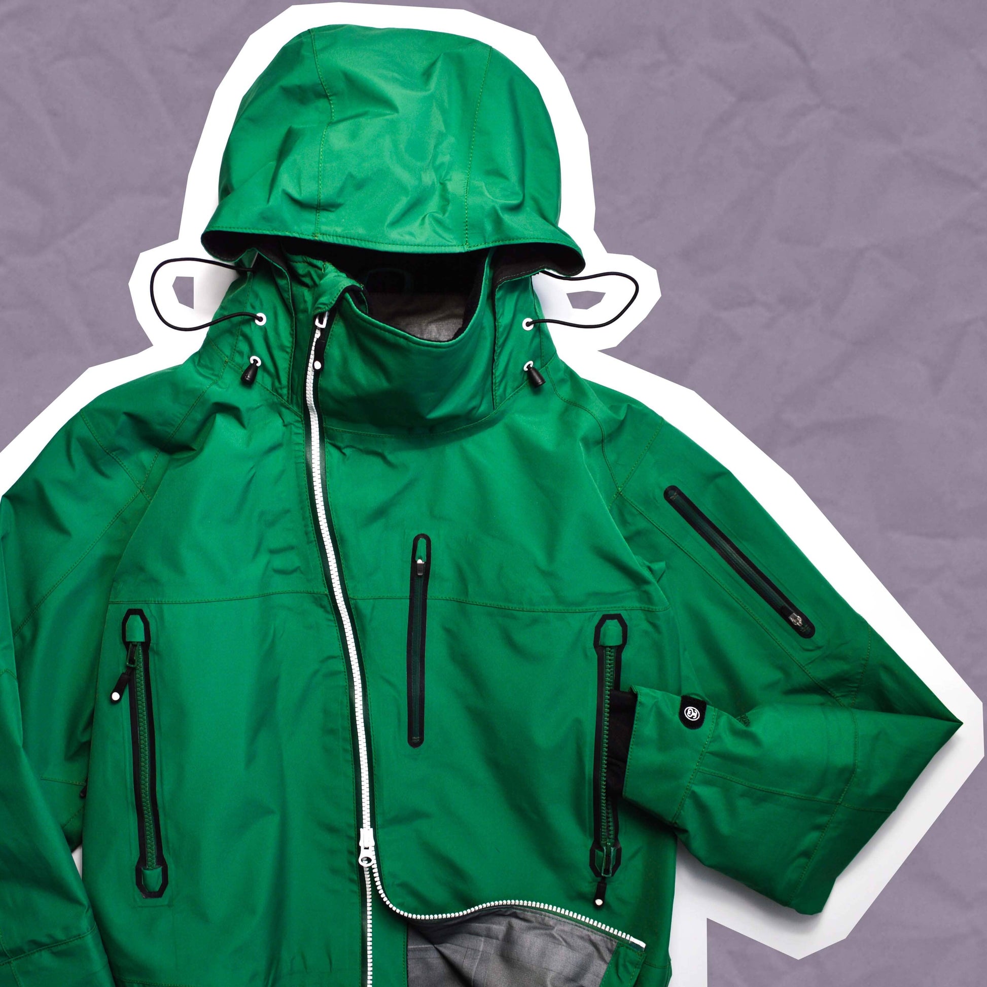 Stussy AFDICEGEAR A/W11 Green Asymmetrical Curved Zip Gore-tex Jacket (L & XL)