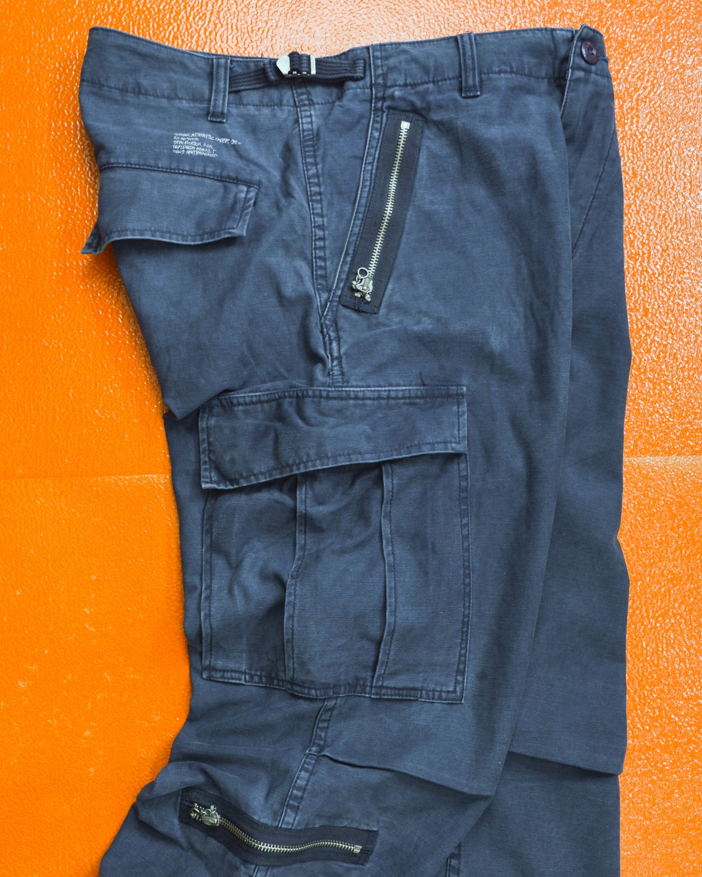 Stussy Authentic Outer Gear Washed Navy Asymmetrical Cargo Pants (~32~)