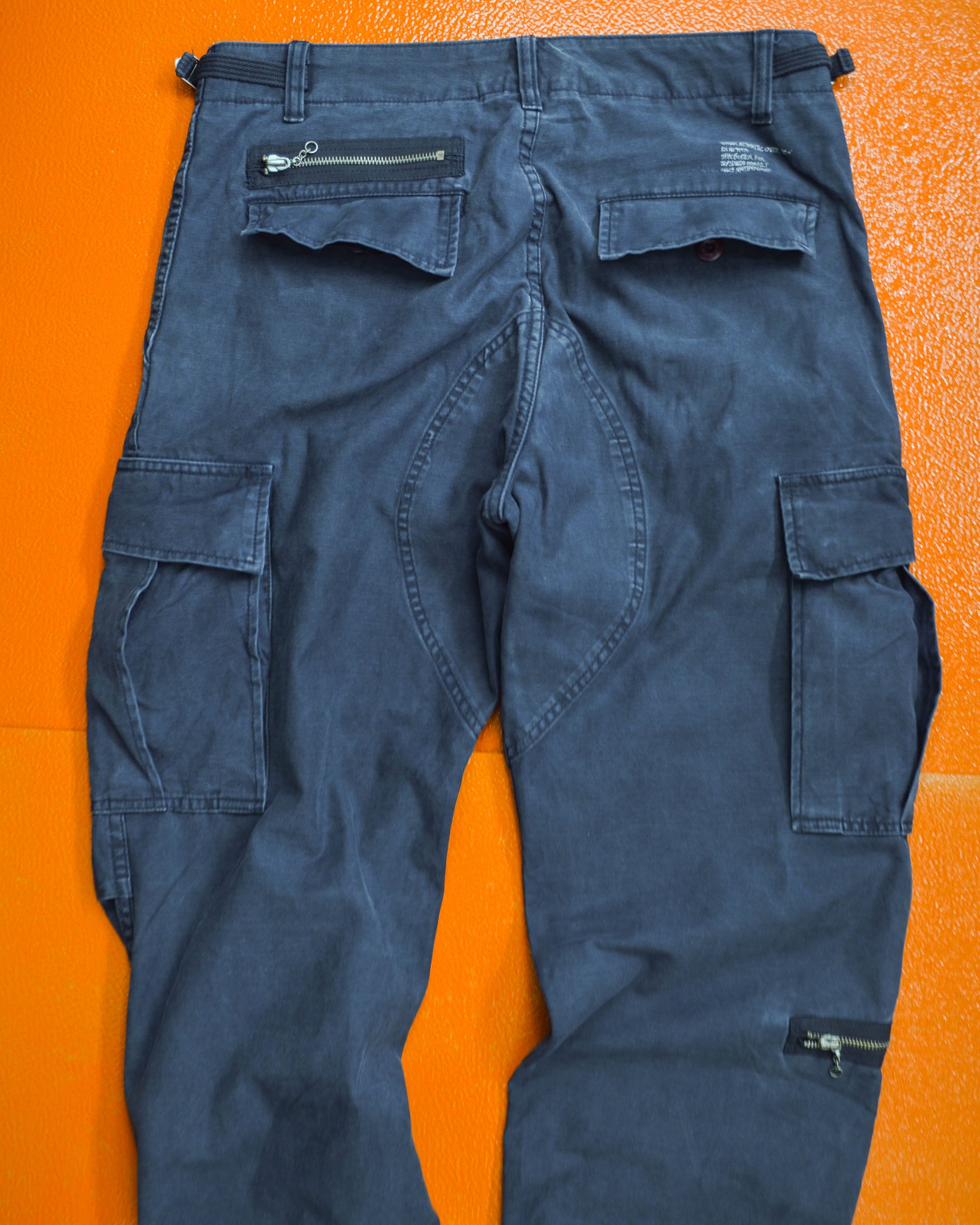 Stussy Authentic Outer Gear Washed Navy Asymmetrical Cargo Pants (~32~)