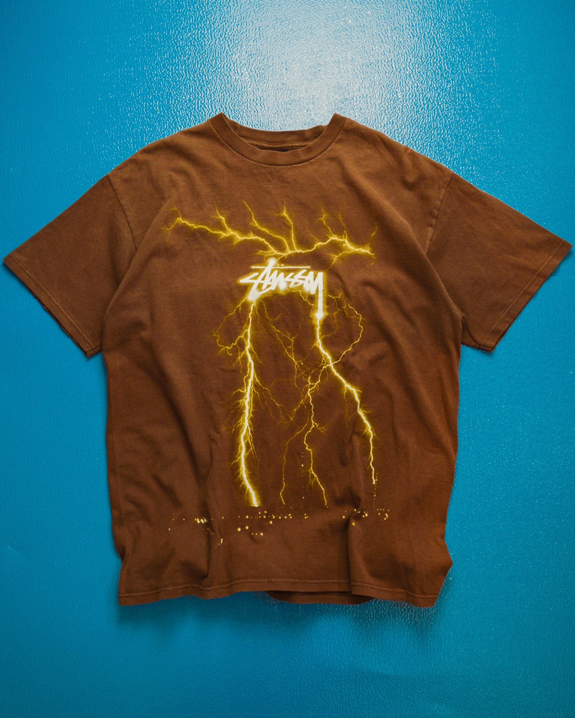 Stussy Brown Lightning Graphic T-shirt (L)