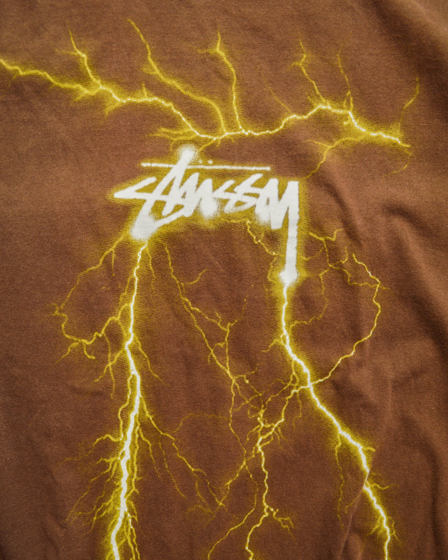 Stussy Brown Lightning Graphic T-shirt (L)