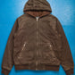 Stussy Faded Brown Brushed Cotton Zip Up Hoody Jacket (M)