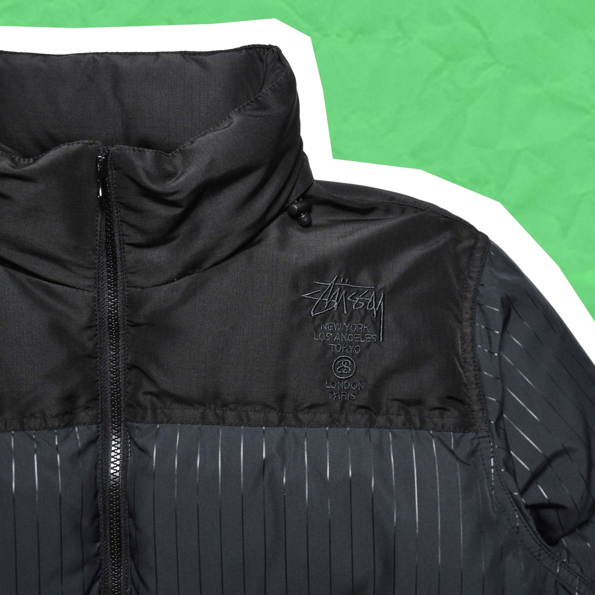 Stussy Pinstriped Two Tone Puffer Jacket (M)