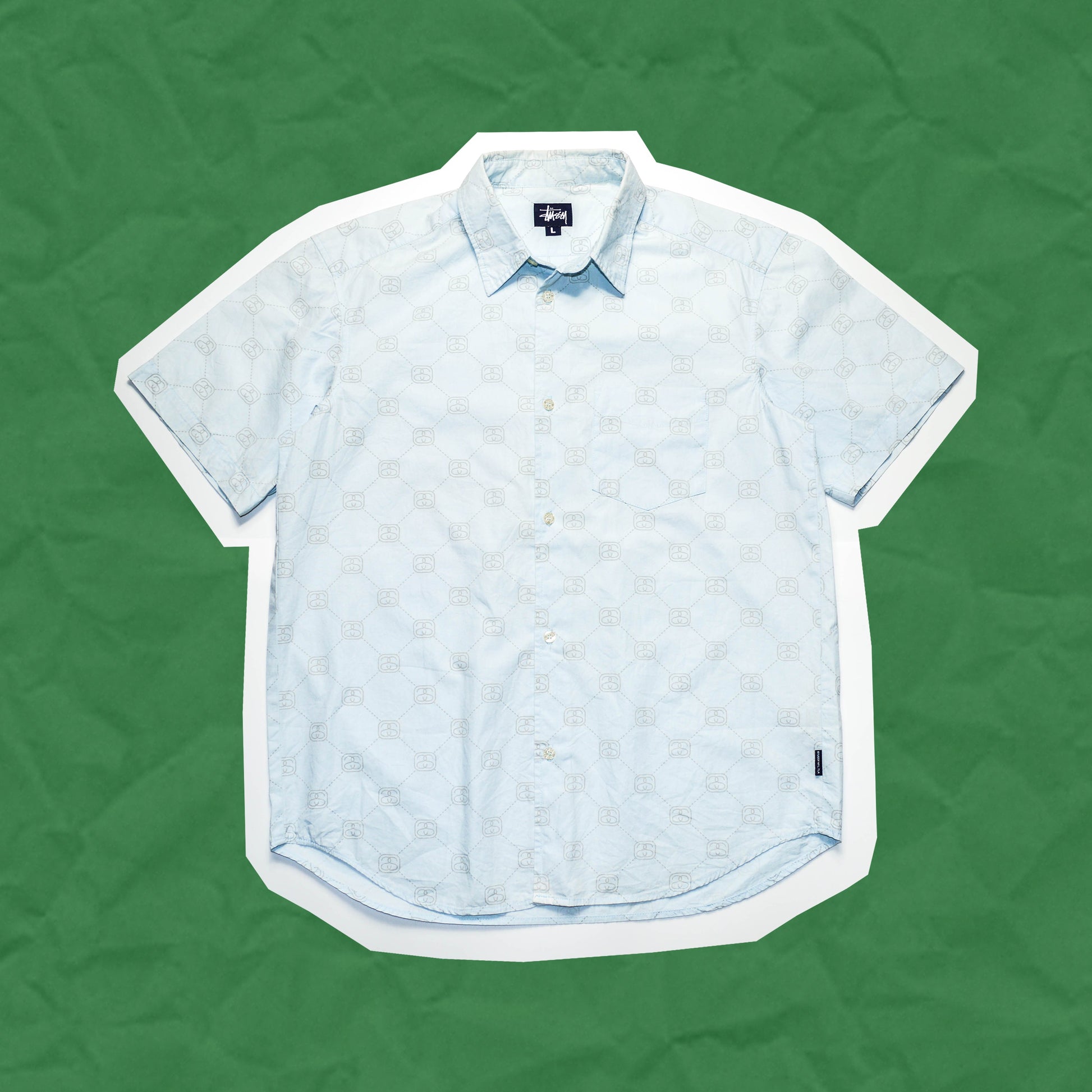 Stussy Stucci S-Link Pattern Baby Blue shirt (L)