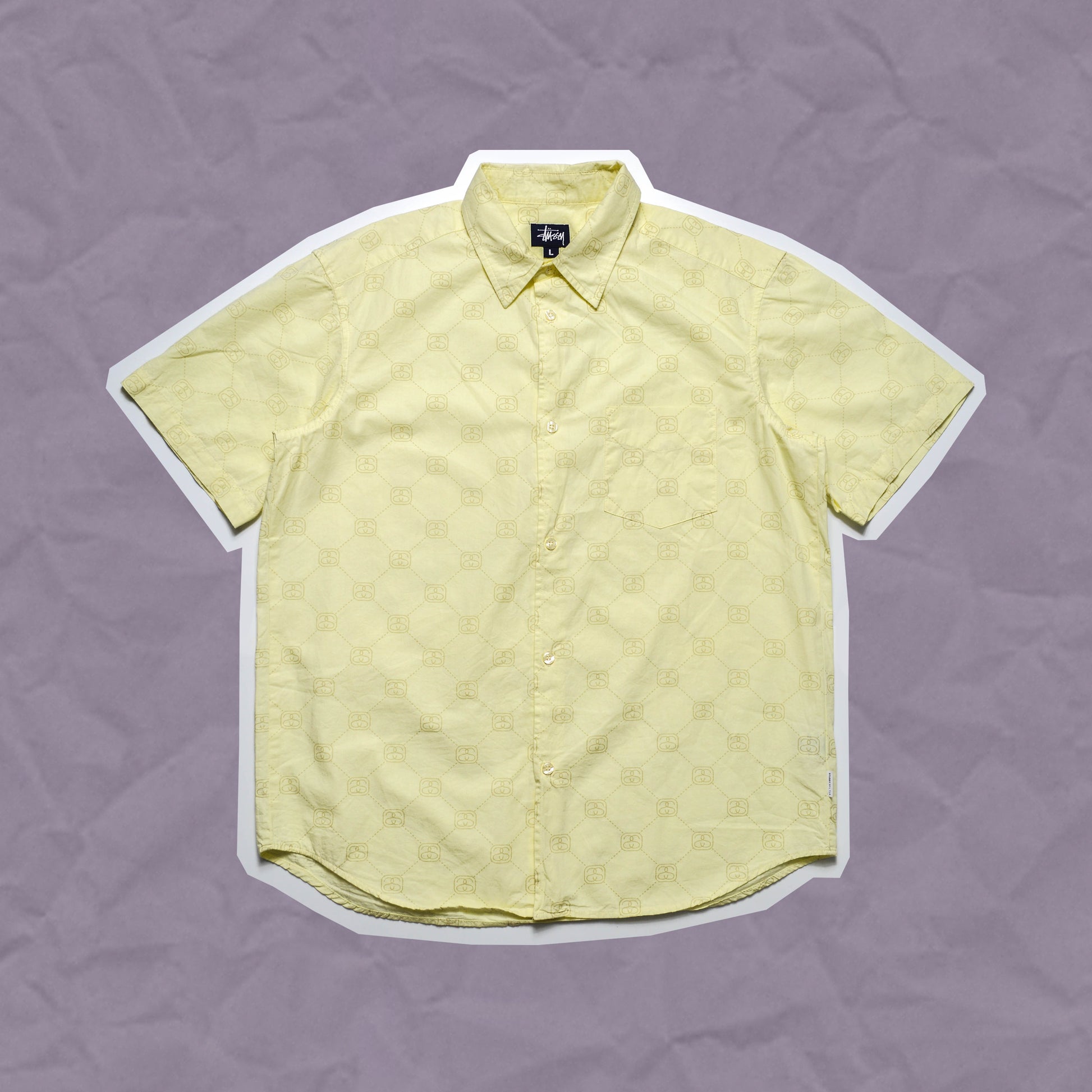 Stussy Stucci S-Link Pattern Baby Yellow shirt (L)